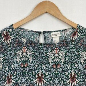 H&M x William Morris & Co 10 Floral Print Top Blouse Green Blue Burgundy